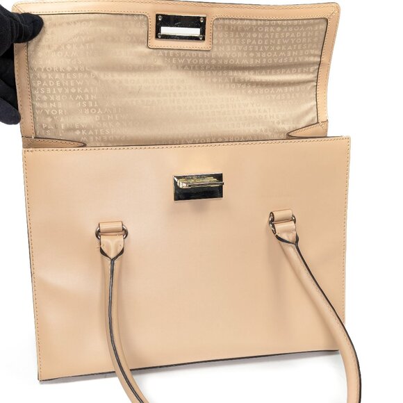 KATE SPADE Leather Gold Clasp Harwood Place Sinclair Nude Hand Bag - Picture 15 of 16